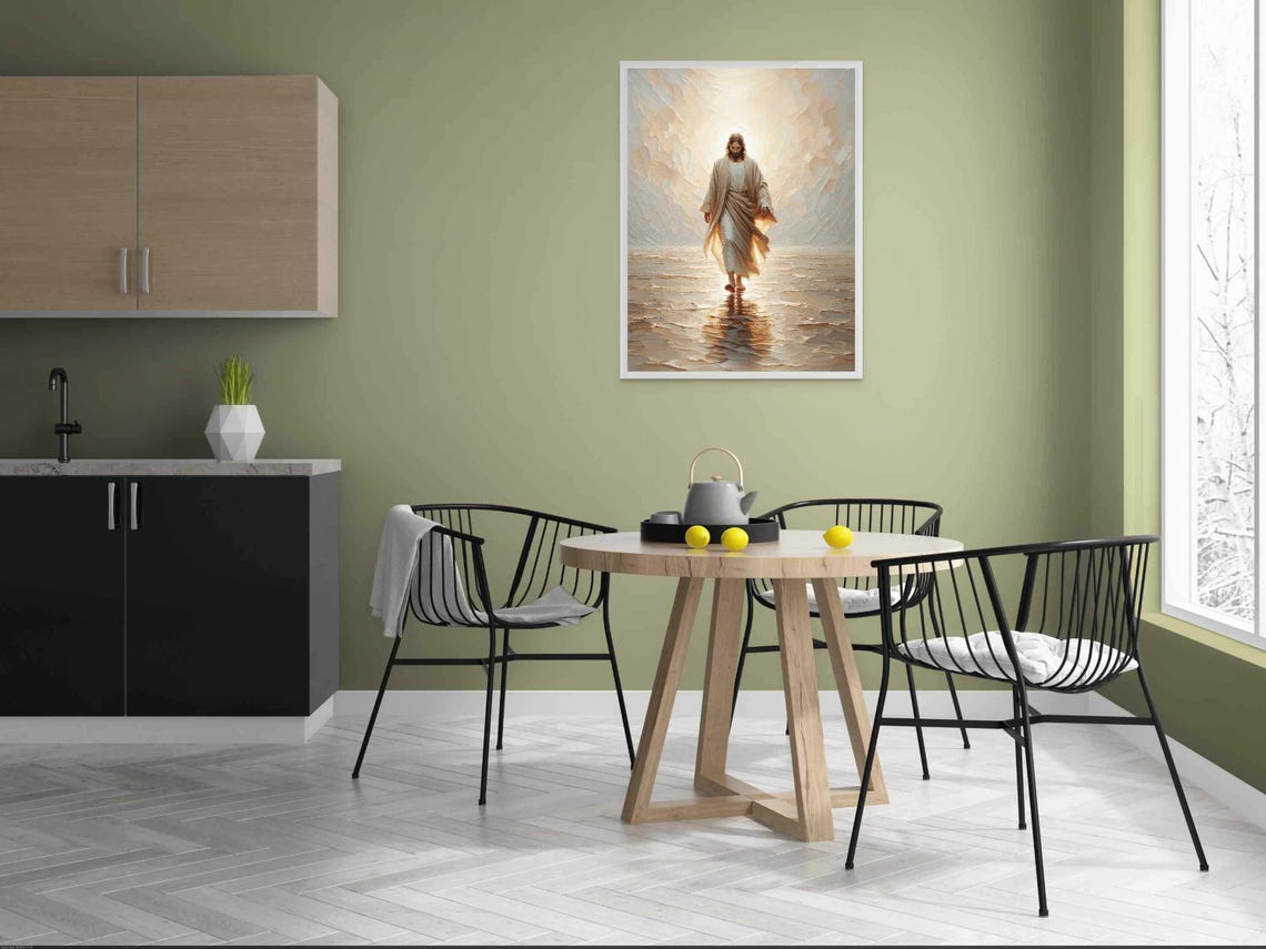 Jesus Walking On Water, Christian Watercolor Art - Image 3
