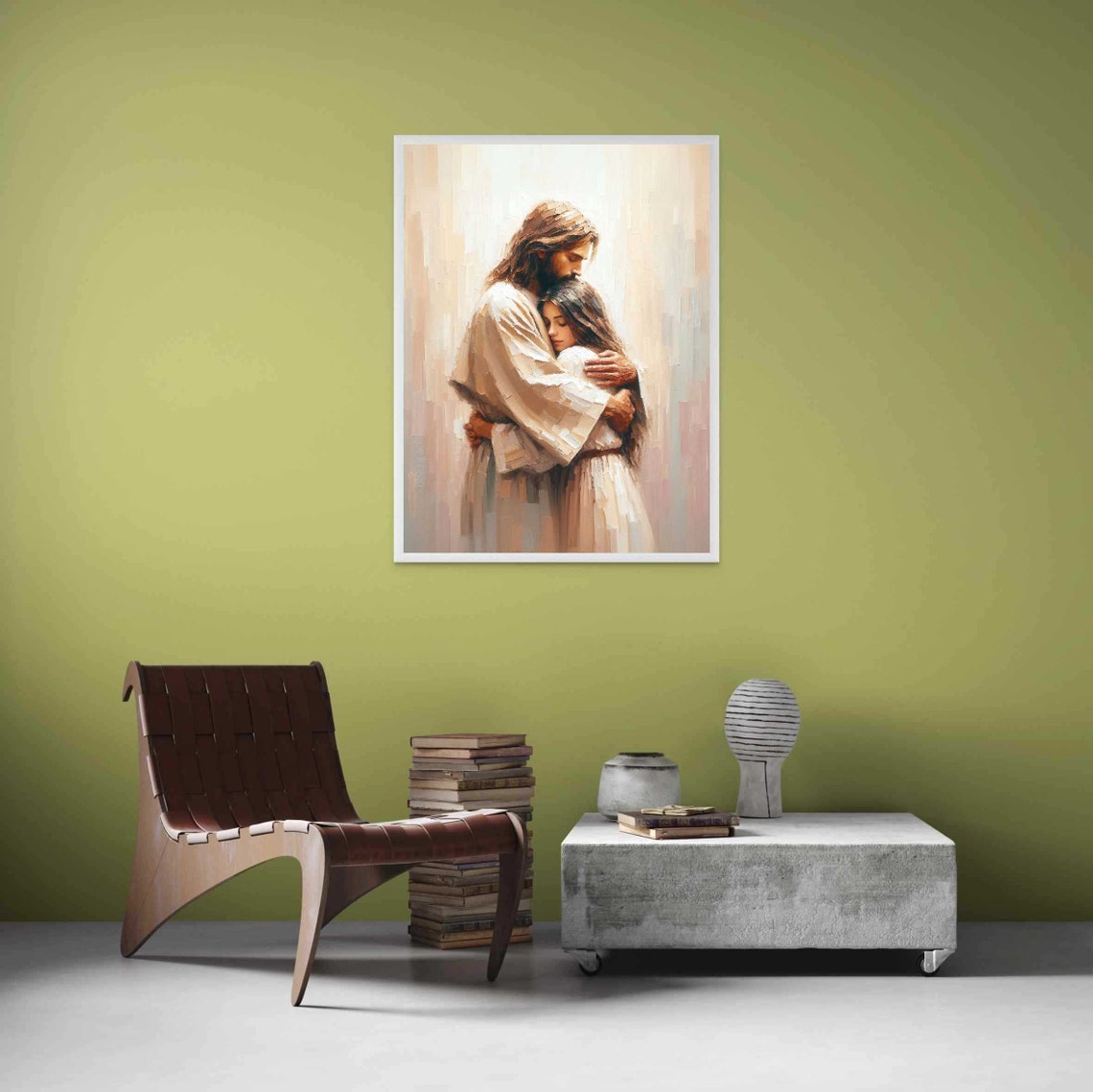 Jesus Hugging Woman Christian Art, Bible Verse - Image 3