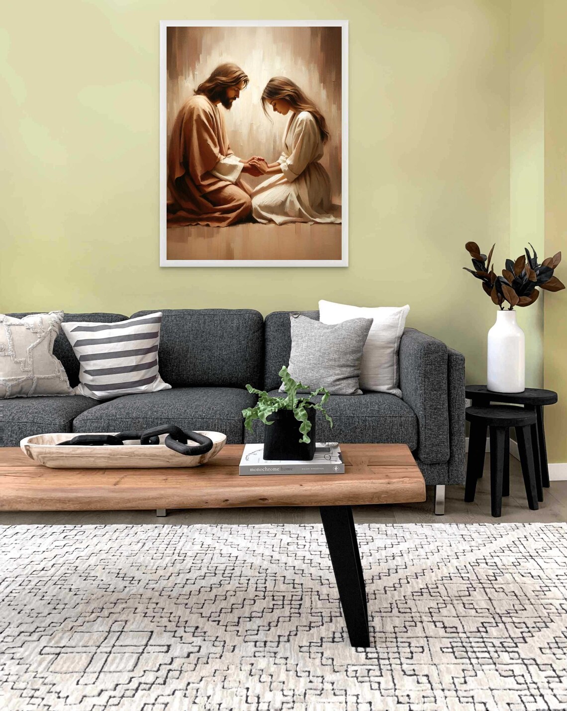 Prayers At Night Christian Art, Jesus Praying With Woman - Image 2