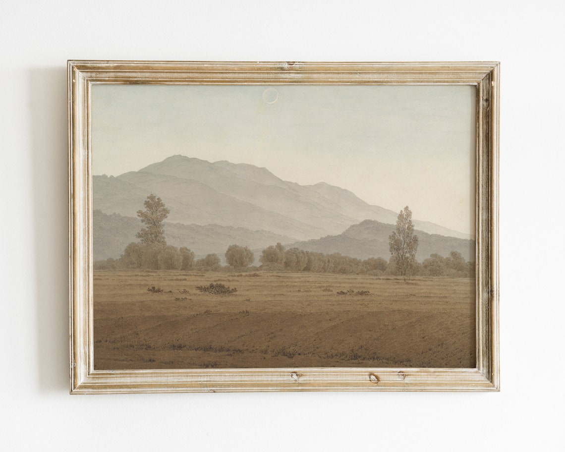 Mountain Print Landscape Wall Art Vintage Art Landscape Painting Mountain Painting Country Painting Moody Painting Art
