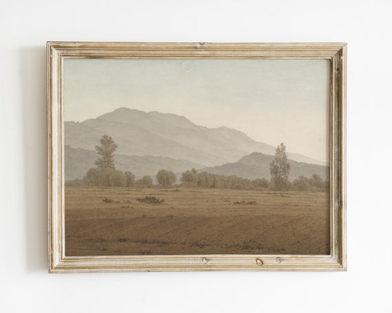 Mountain Print Landscape Wall Art Vintage Art Landscape Painting Mountain Painting Country Painting Moody Painting Art