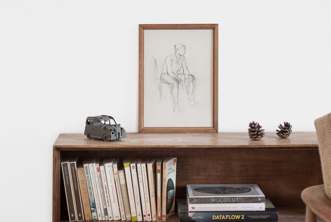 Abstract Male Figure, Vintage Sketch Line Art Print - Image 2