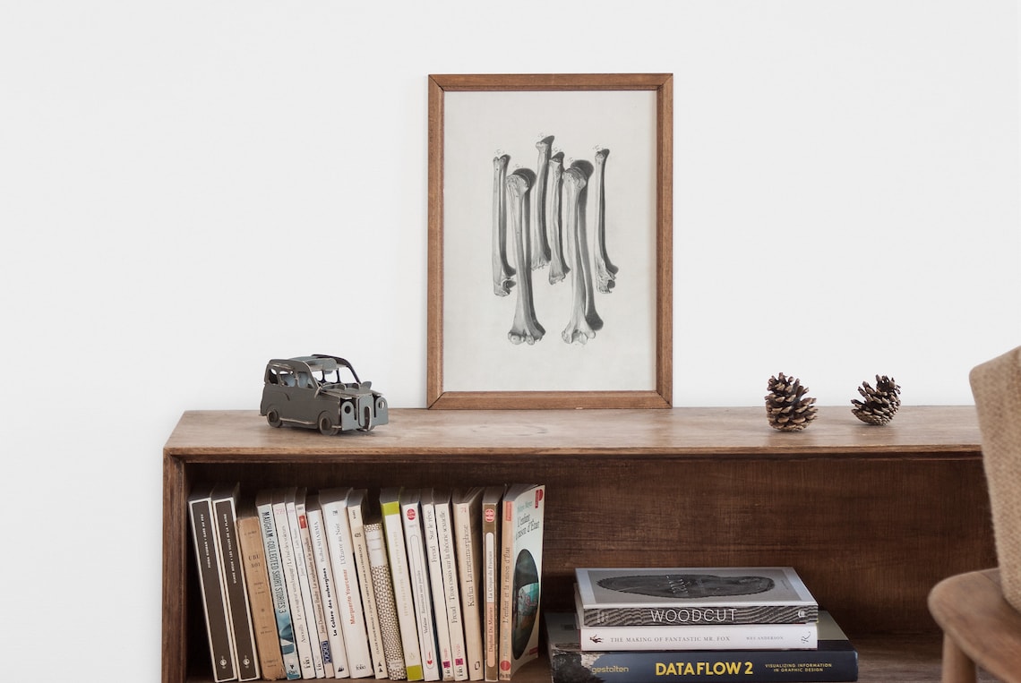 Vintage Human Bones Anatomy Engraving Skeleton Study Wall Art - Image 2