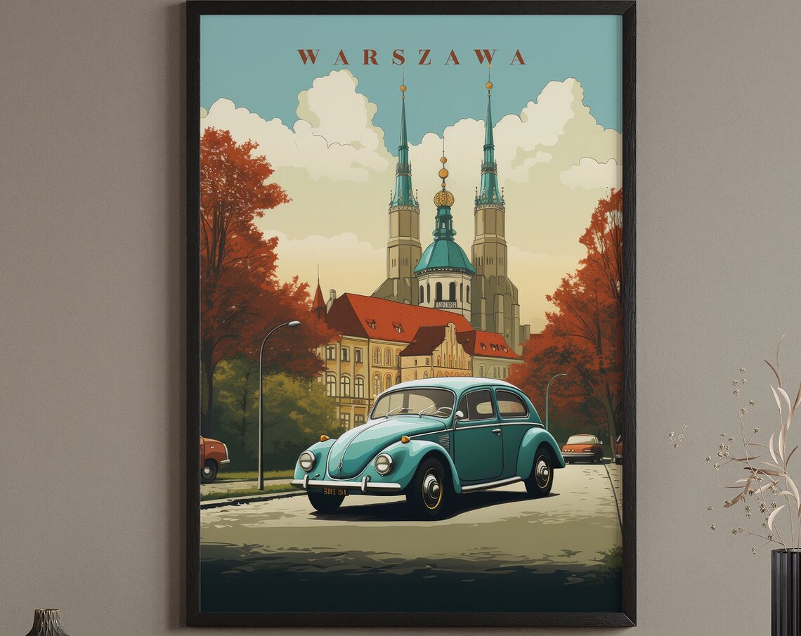 Warsaw Poland Travel Poster, City Art Print - Image 7