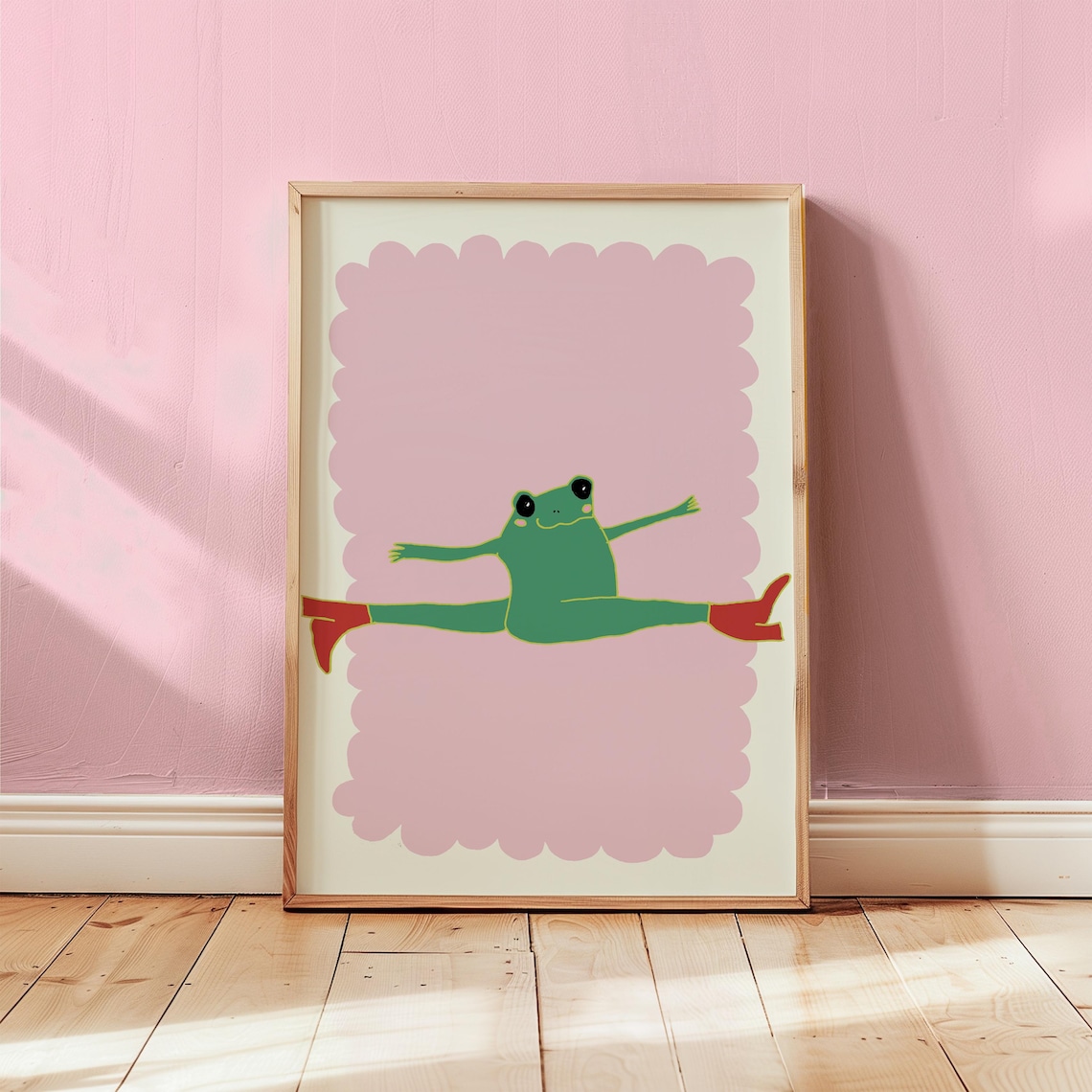 Cute Frog Poster, Quirky Retro Nursery Print