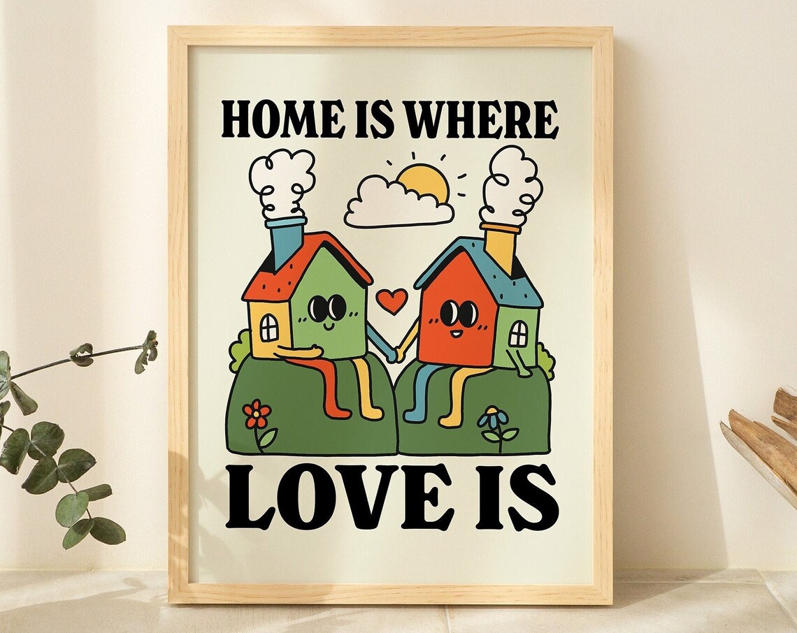 Home Sweet Home Rainbow Print, Maximalist Nursery Art Print