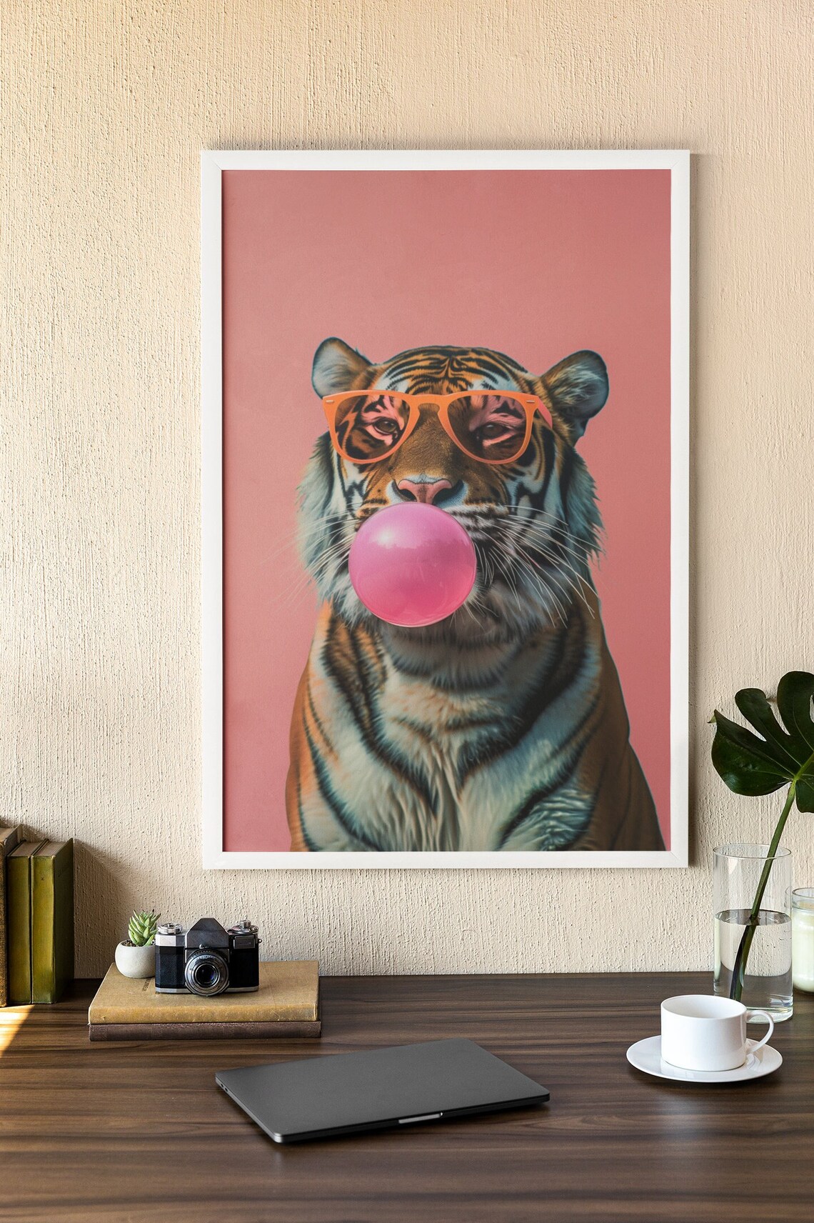 Trendy Tiger With Sunglasses, Modern Animal Art Print