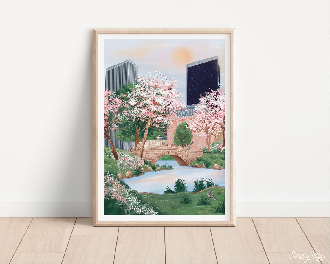 New York Central Park Spring Scene Travel Poster - Image 2