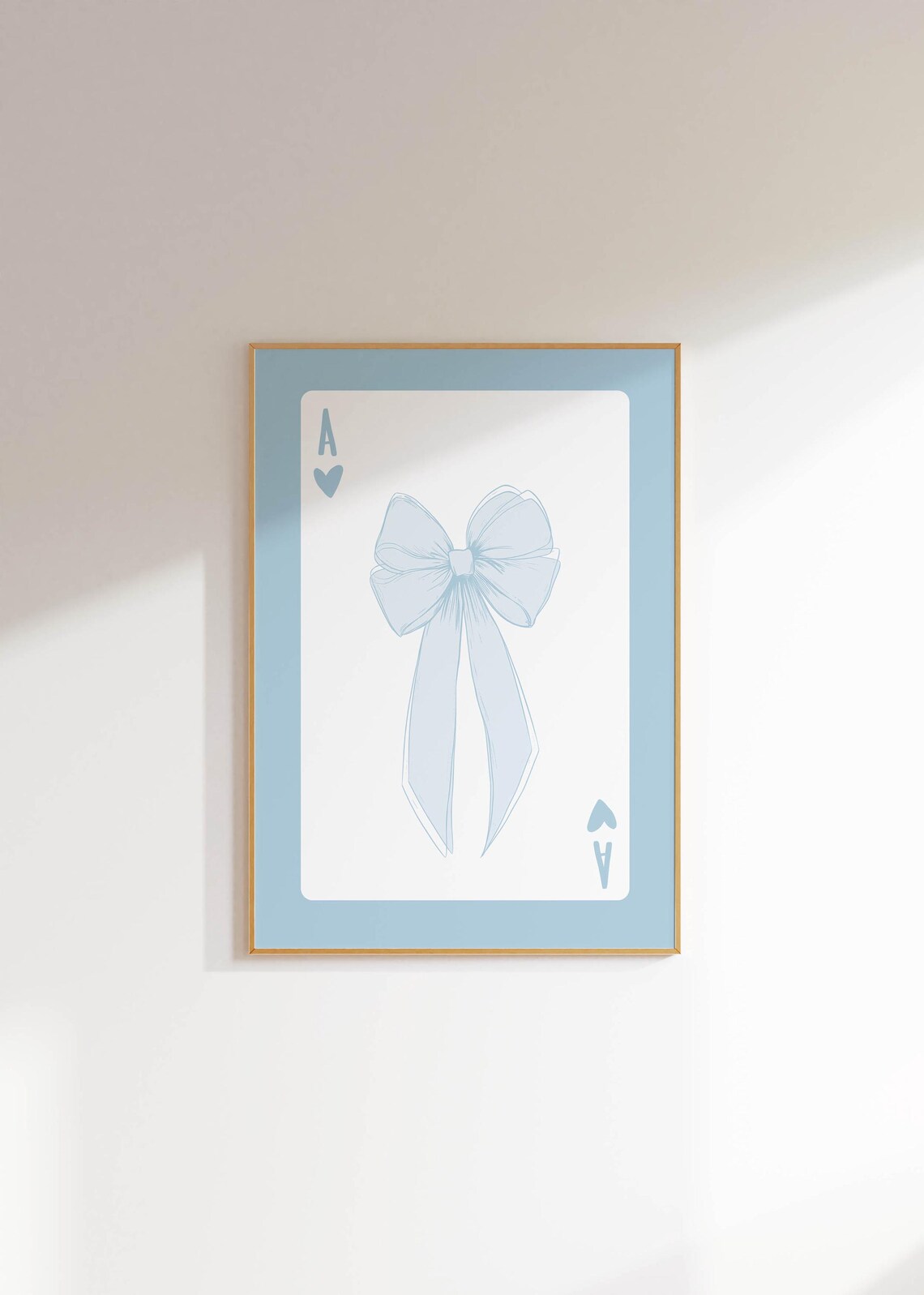 Ace of Hearts Playing Card Blue Bow Coquette Preppy Wall Art - Image 2