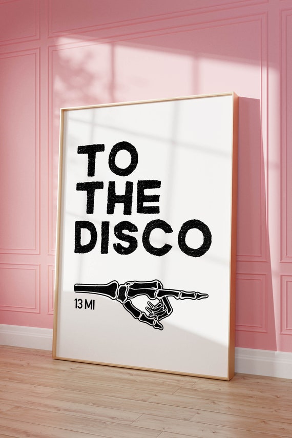 Disco Wall Art Girly Preppy Halloween Decor Art Prints Funny Halloween Wall Decor Poster Groovy Retro Halloween Party Bar Cart Art Sign