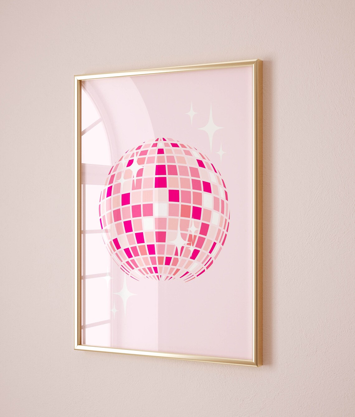 Disco Ball Decor Groovy Poster, Maximalist Bar Cart Art