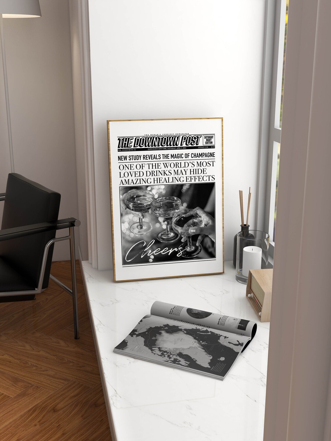 The Downtown Post Champagne Cheers Funny Retro Newspaper Edition Poster - Image 2