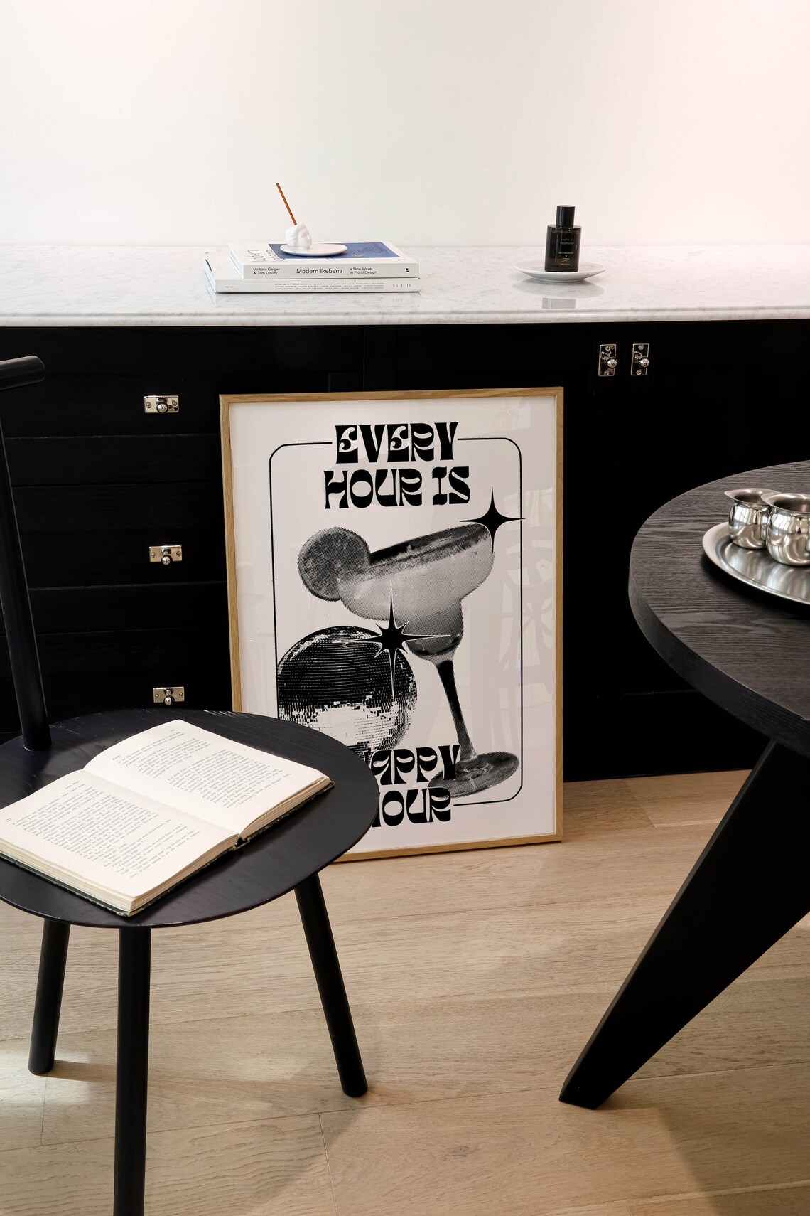 Every Hour Is Happy Hour Retro Margarita Typography Art Poster - Image 2