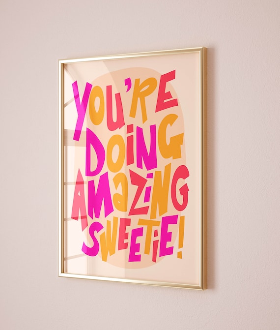 Affirmation Wall Art for Teen Girl, Retro Art Print