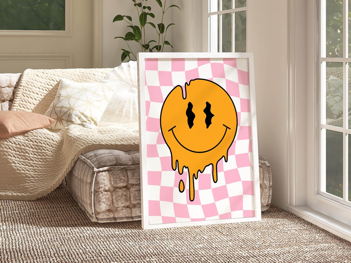 Melting Smile Face 70s Groovy Poster Print - Image 3