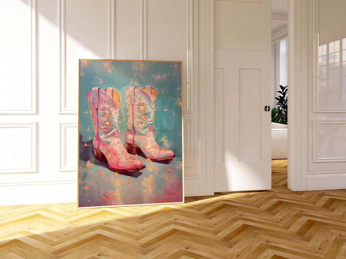 Cowgirl Art Print, Trendy Preppy Maximalist Decor - Image 2