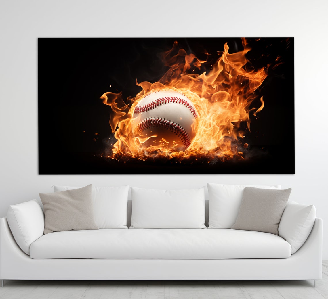 Abstract Baseball Print Baseball Wall Art Baseball Ball In Fire Print Baseball Poster Baseball Fan Gift - Image 4