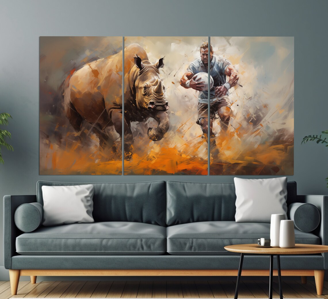 Abstract Rugby Print In A Vintage Oil Painting Style Rugby Wall Art Rugby Painting Rugby Poster Rugby Fan Gift - Image 3