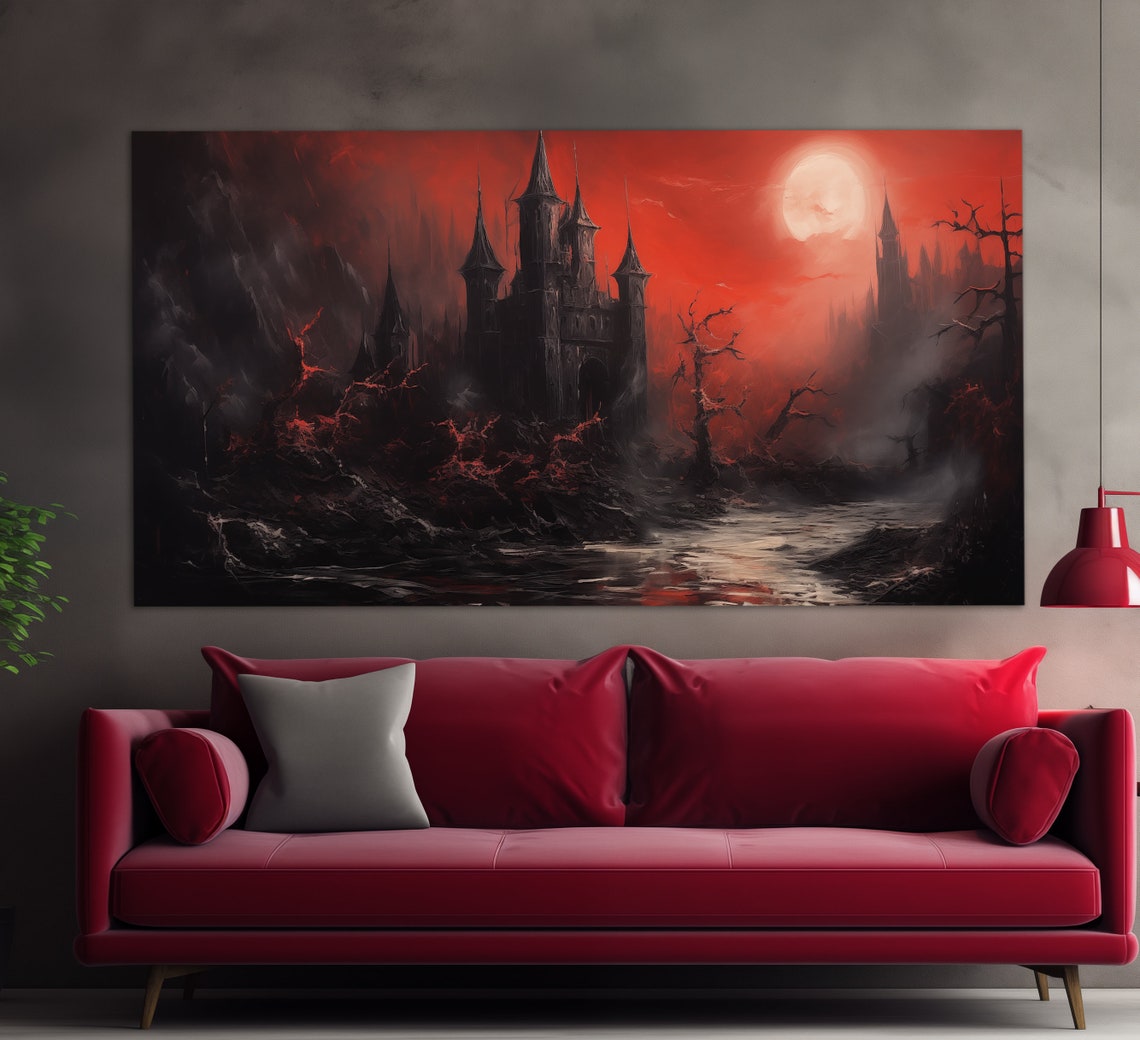 Draculas Castle Print Gothic Wall Art Gothic Castle Painting Gothic Wall Decor Gothic Print Dracula Wall Art - Image 6