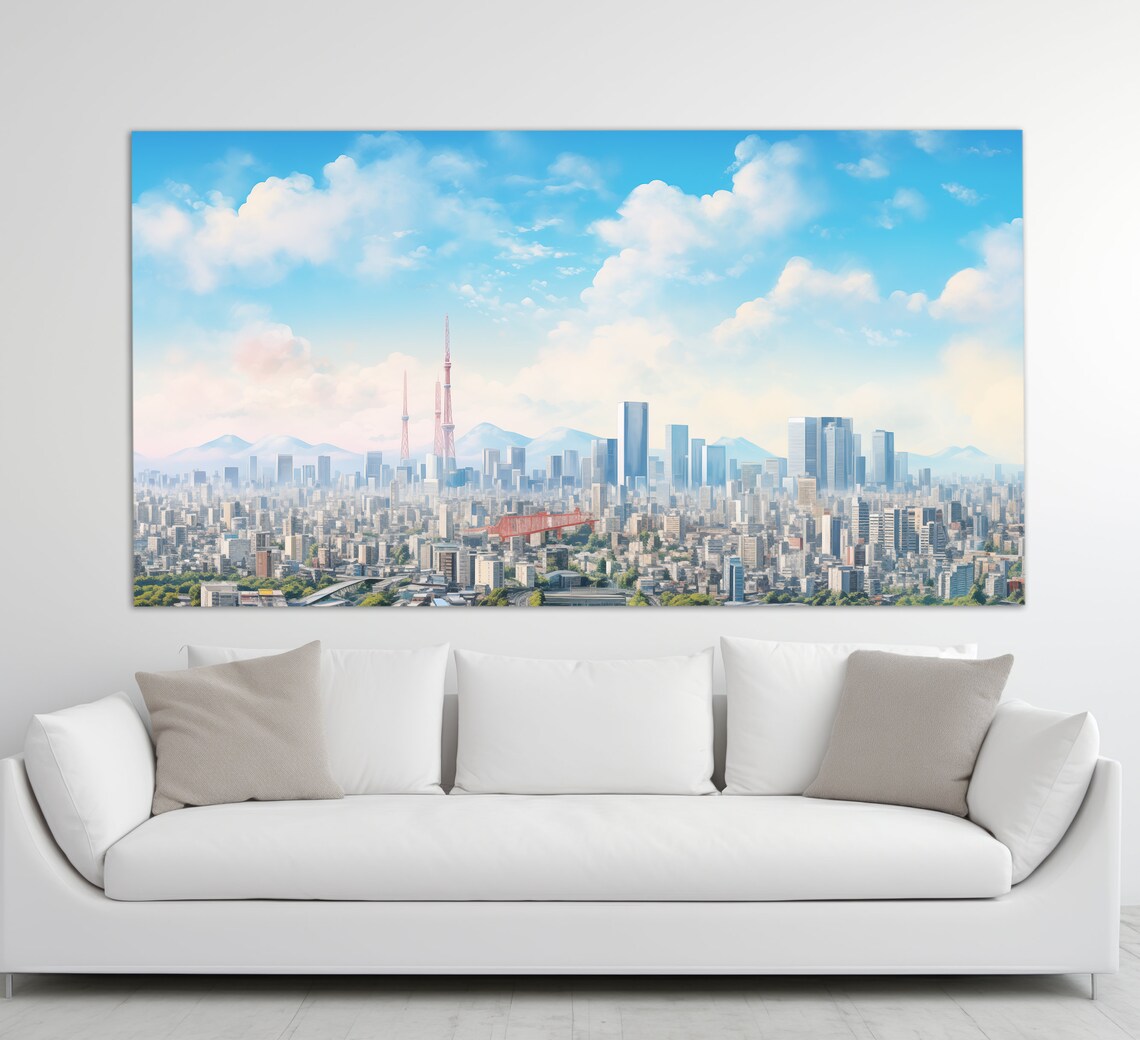 Tokyo Japan Skyline Panorama Tokyo Tower Bright Day Travel Poster