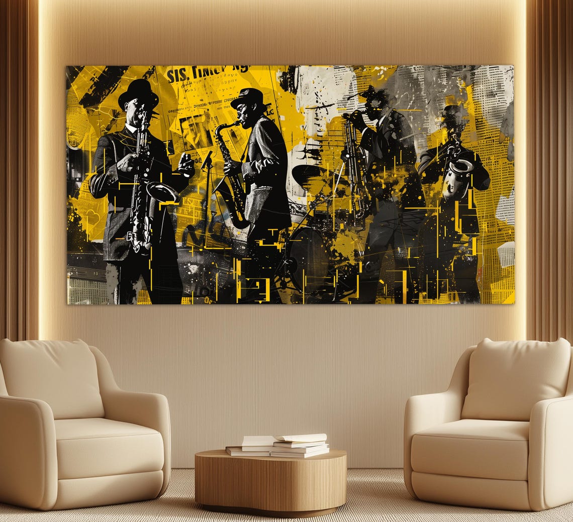 Jazz Band Print In Vintage Oil Painting Style Abstract Jazz Painting Music Wall Art Jazz Lover Gift Jazz Club Decor - Image 3