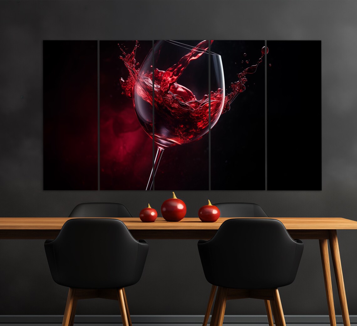 Wine Wall Art Abstract Red Wine Glass Art Print - Image 3