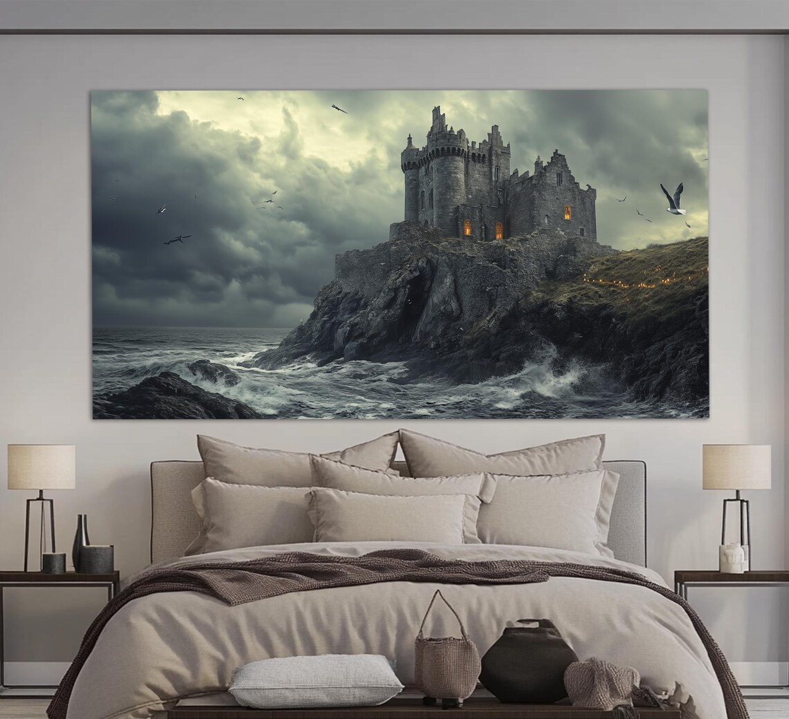 Ancient Irish Castle Vintage Oil Painting Art Print