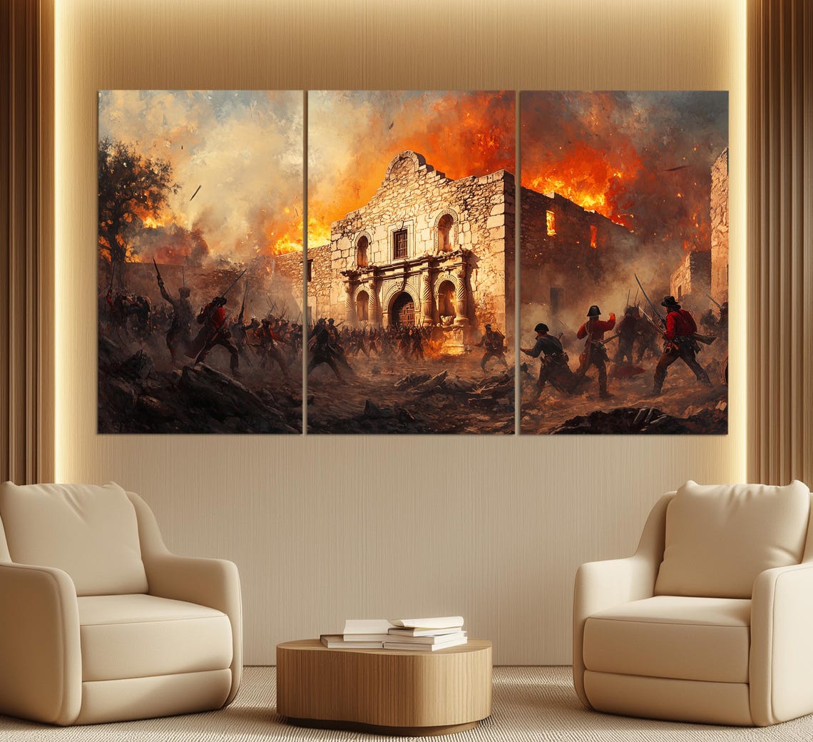 Texas Revolution Wall Art Battle Of The Alamo Painting Texas Revolution Painting Battle Of The Alamo Poster Texas History Wall Art - Image 3