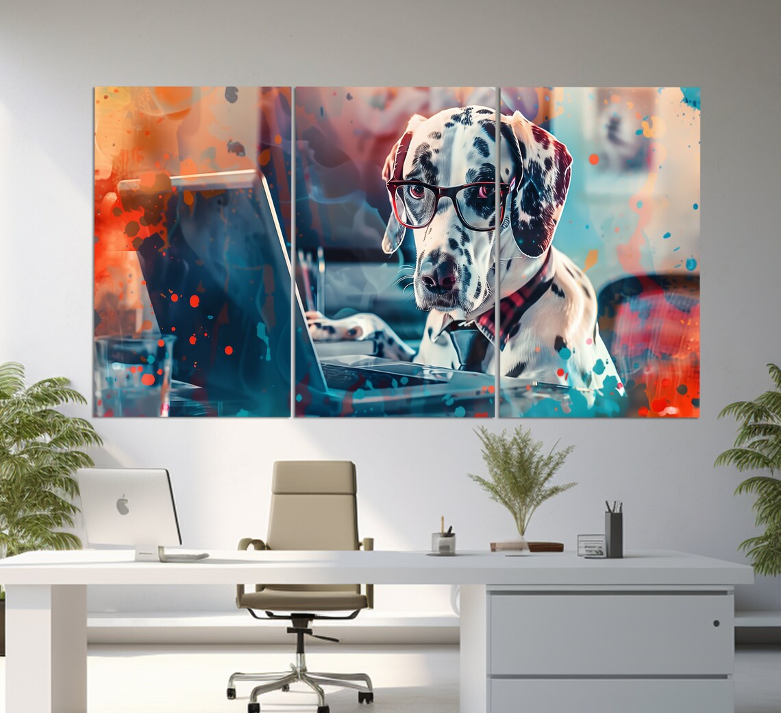 Dalmatian Dog Office Worker Laptop Funny Pop Art Bossy Attitude Poster - Image 3
