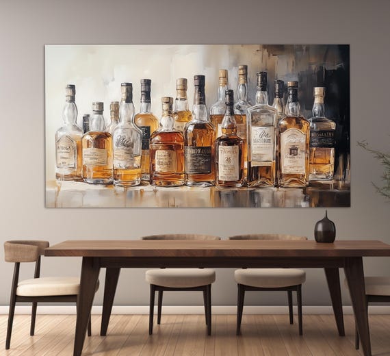 Whiskey Retro Oil-Painting Style Kitchen Art Print