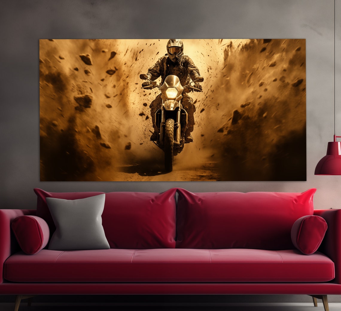 Dirt Bike Wall Art Motocross Print Motocross Wall Art Biker Gift Dirt Bike Painting Bikers Club Decor Dirt Bike Fun Gift - Image 3