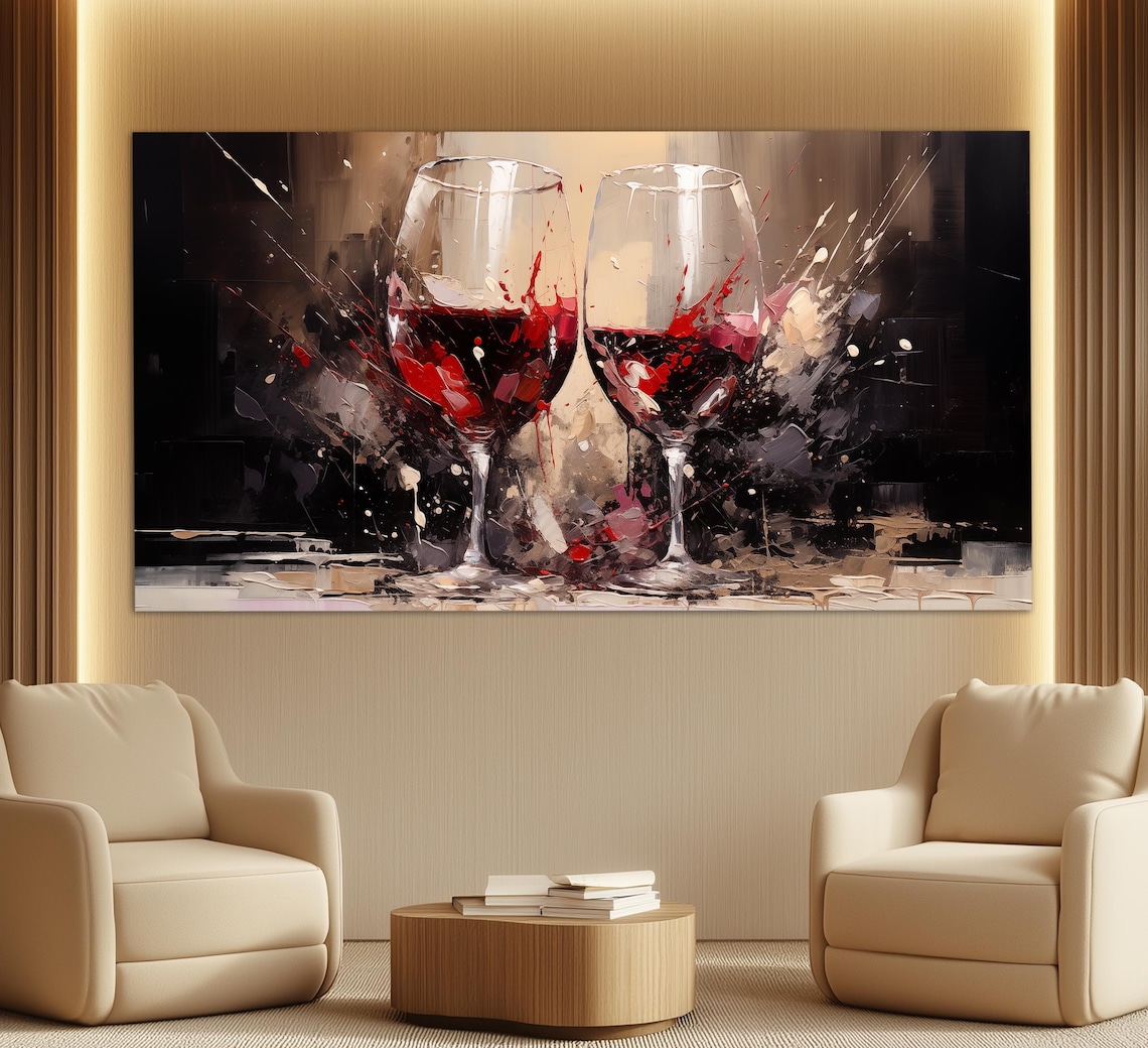 Abstract Red Wine Glasses Art Print, Kitchen Decor - Image 6