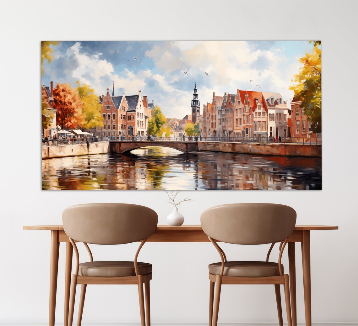 Bruges Vintage Oil-Painting Style Abstract Art Print - Image 4