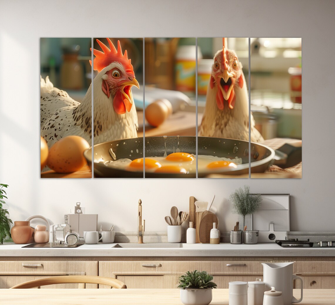 Chicken and Fried Eggs, Funny Kitchen Art Print - Image 2
