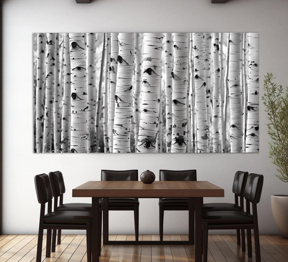 White Birch Trees Forest Print Abstract Forest Wall Art Birch Wall Art Birch Trees Painting Birch Grove Print
