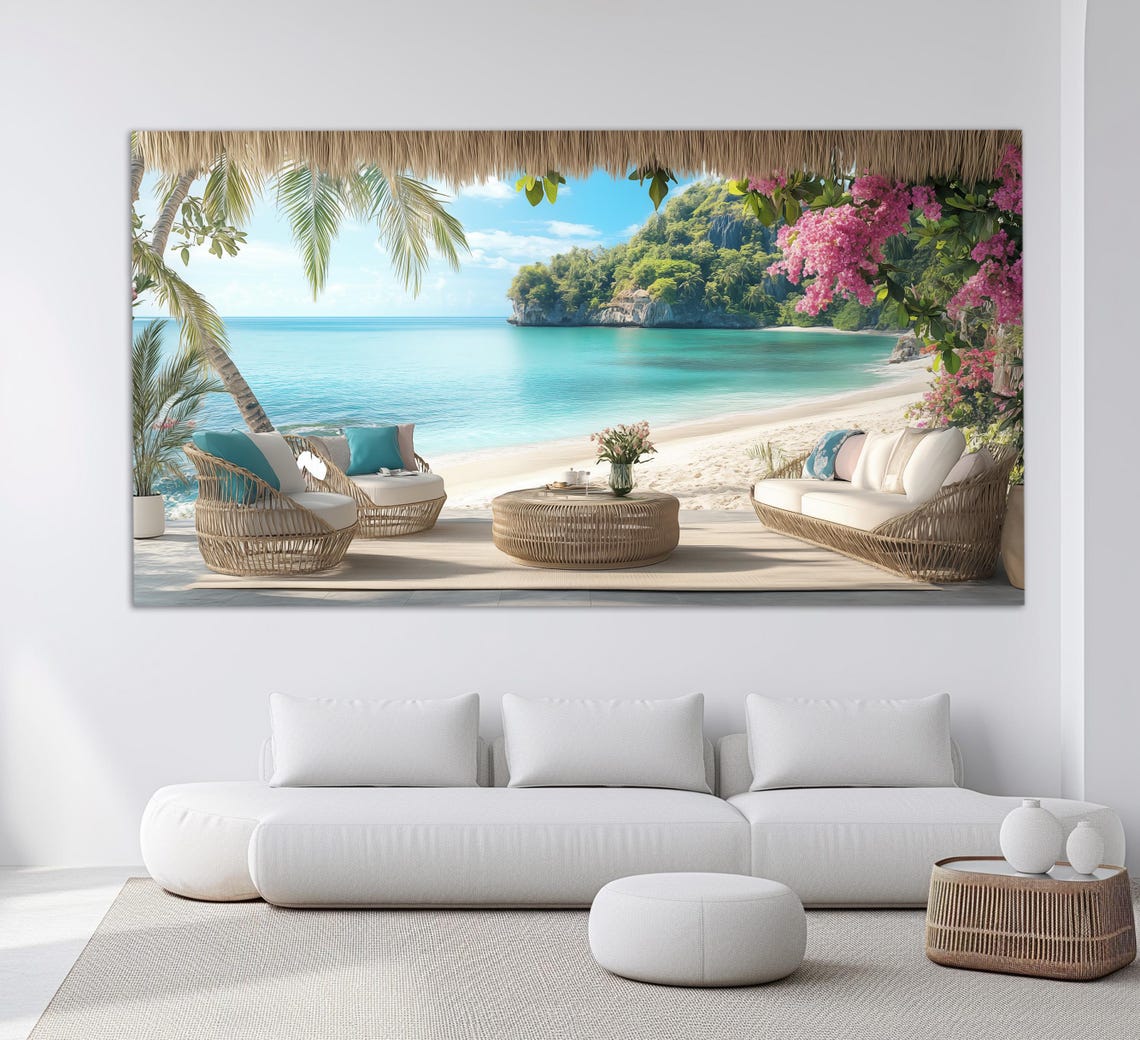 Bali Tropical Beach Cabana Lounge Paradise View Travel Poster