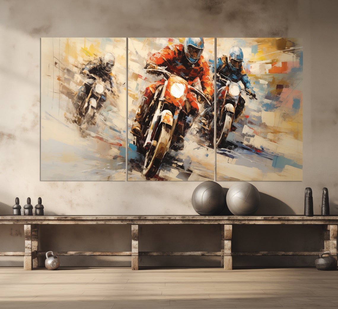 Motocross Print In An Oil Painting Style Motocross Wall Art Biker Gift Dirt Bike Painting Bikers Club Decor Dirt Bike - Image 3