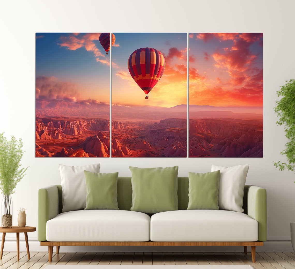 Hot Air Balloons In Cappadocia Print Cappadocia Sunset Poster Balloons Fest In Turkey Wall Art Cappadocia Art - Image 6