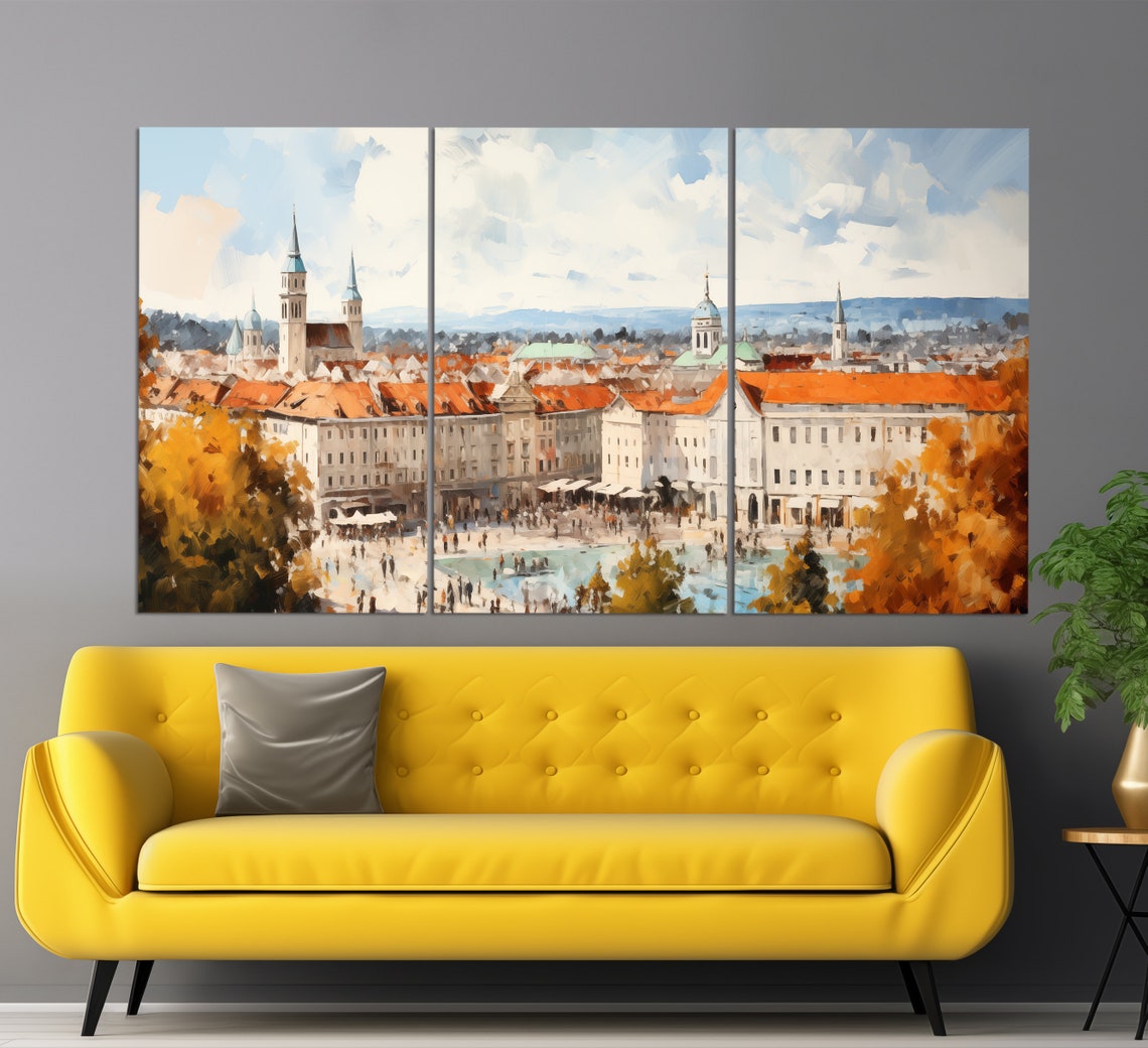 Ljubljana Print In A Vintage Oil Painting Style Abstract Ljubljana Wall Art Ljubljana Painting Slovenian Wall Art Slovenia - Image 3