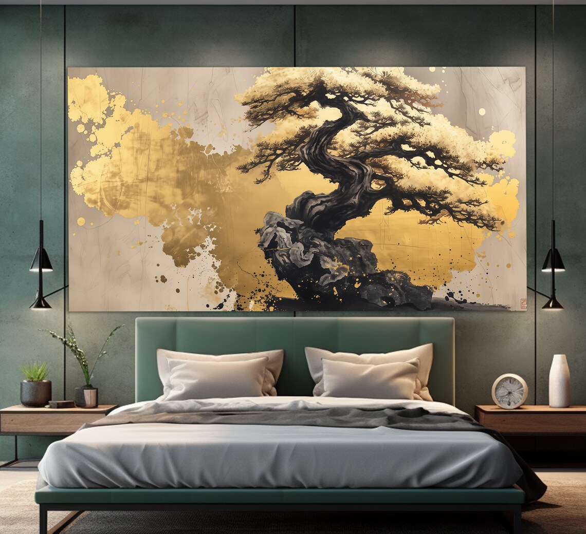Abstract Bonsai Tree Art Print, Modern Wall Decor