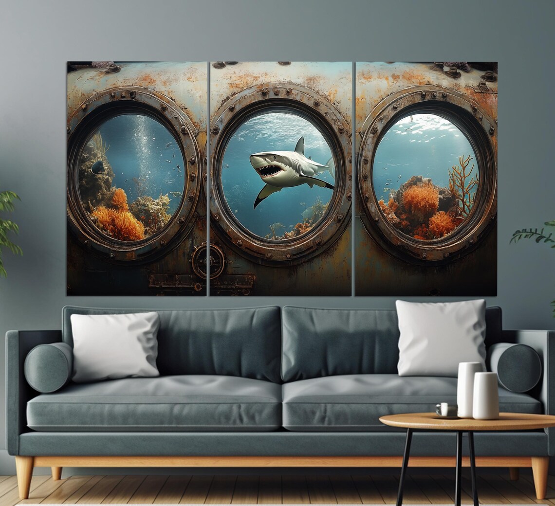 Shark Underwater World Art Print, Diving Wall Decor - Image 3