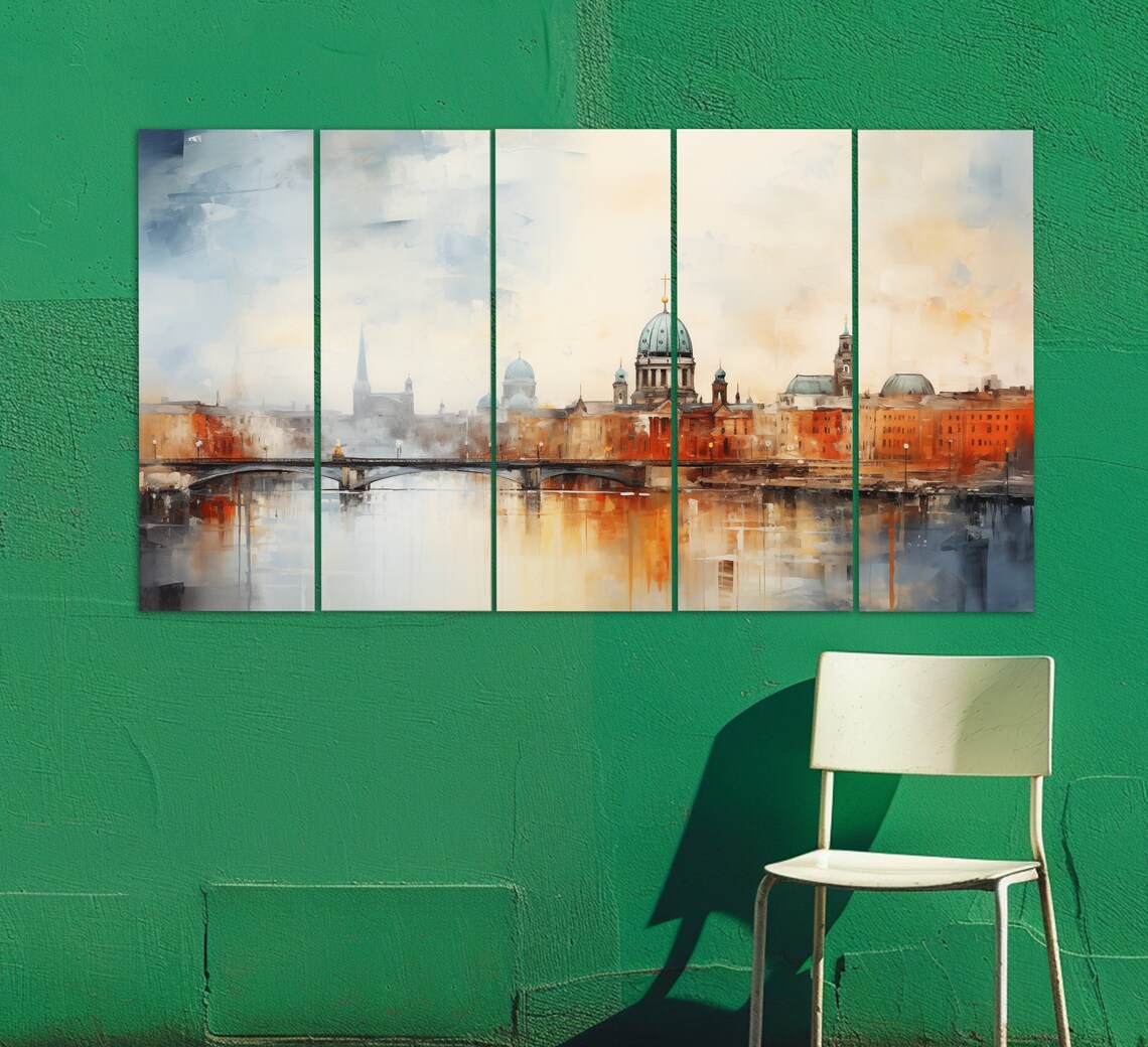 Berlin Vintage Oil Painting Style Abstract Art Print - Image 5