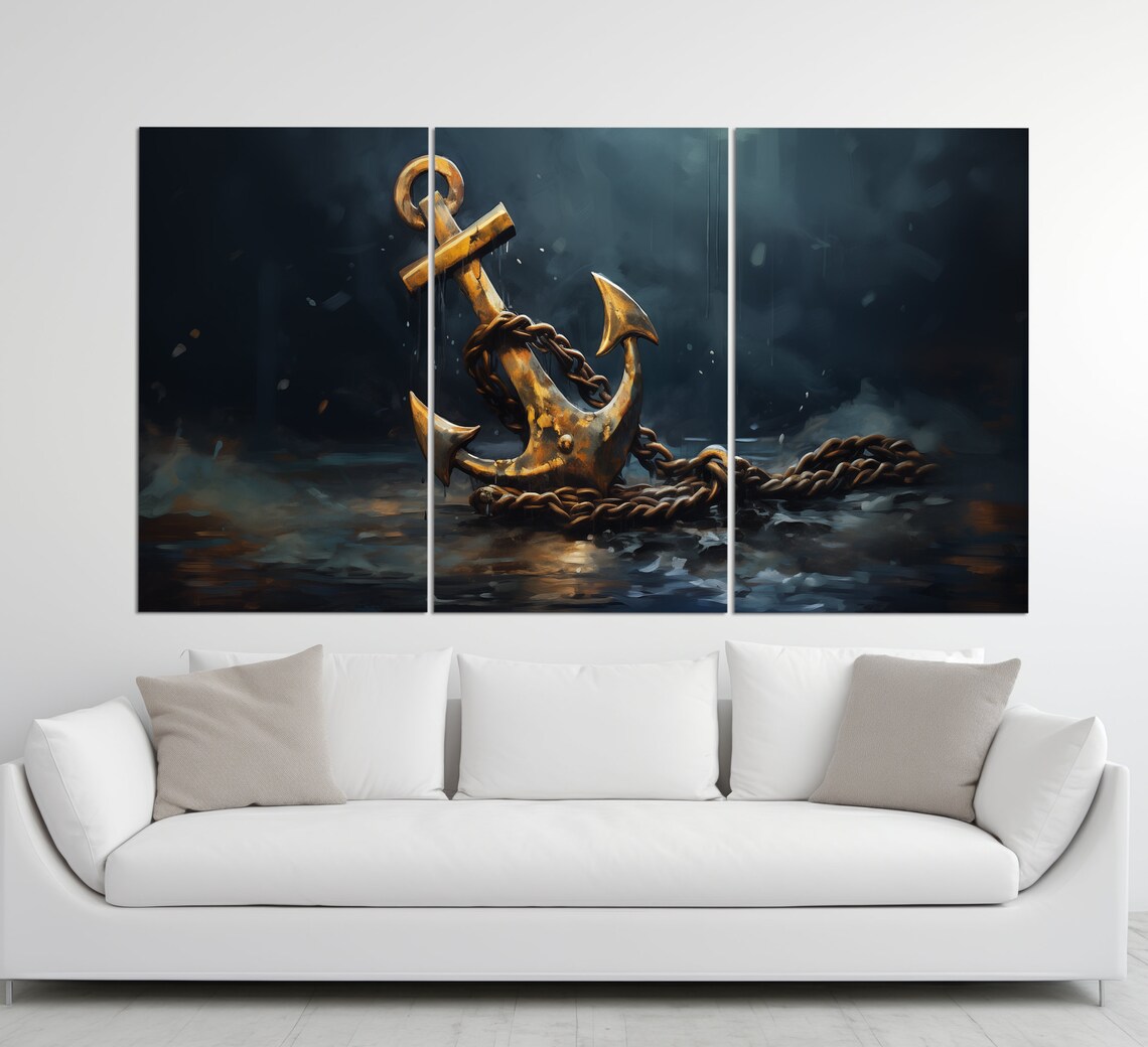 Abstract Anchor Print Yachting Wall Art Anchor Poster Skipper Gift Sailor Gift Nautical Art - Image 3