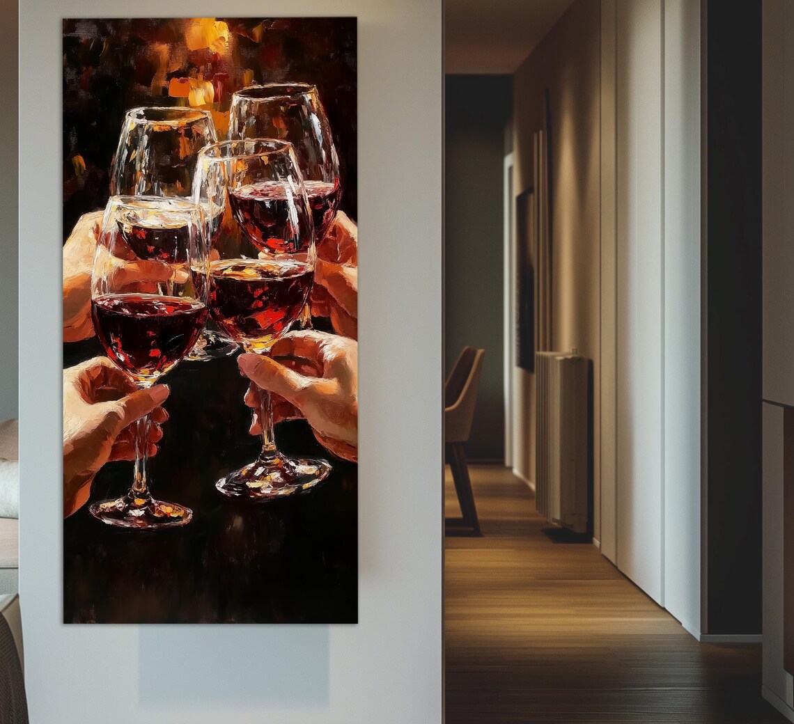 Red Wine Cheers, Modern Kitchen Wall Art Print - Image 3