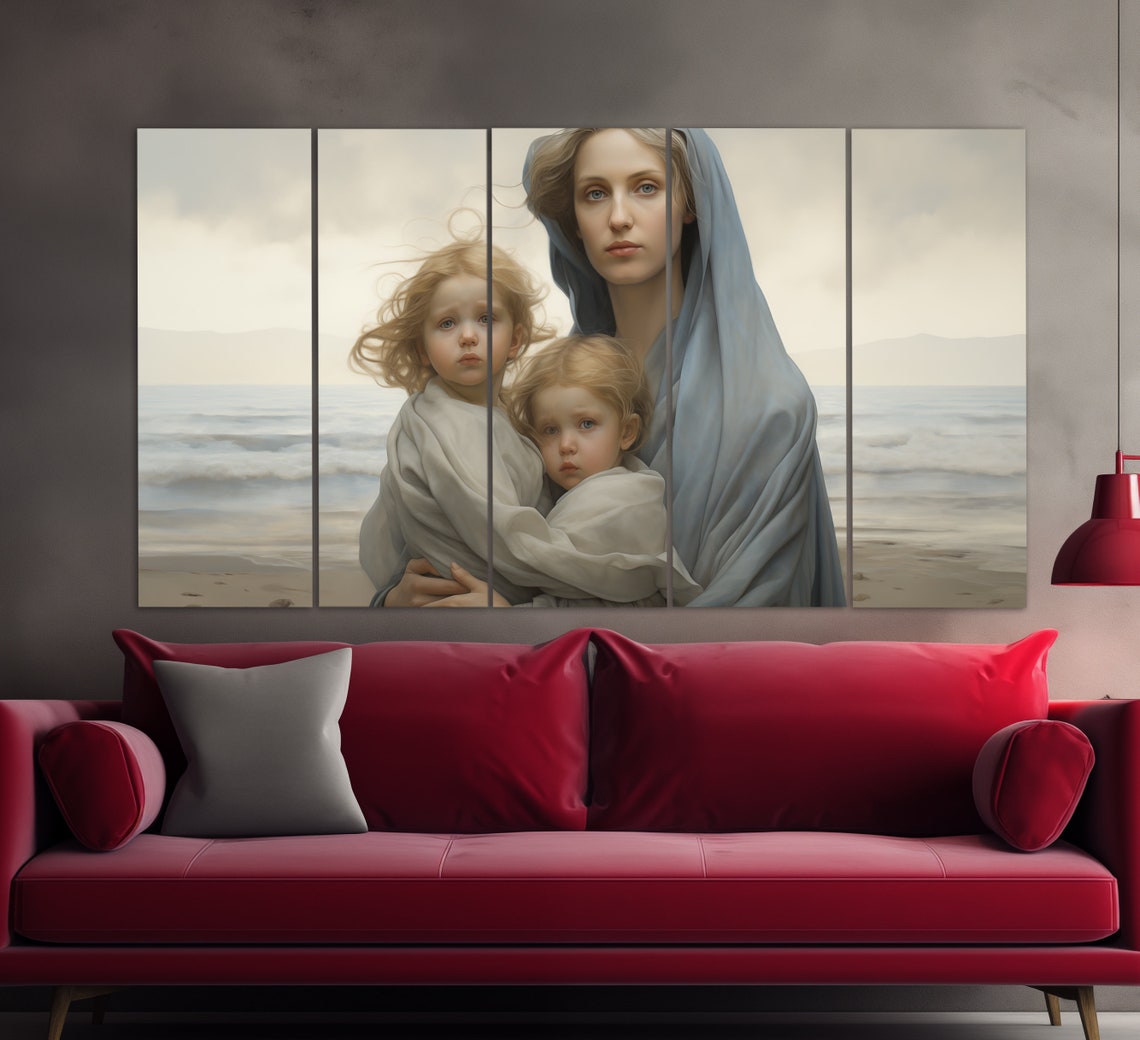 Family Wall Art Beautiful Woman With Children Print In A Vintage Painting Style Family Painting Maternity Hospital Wall Decor - Image 2