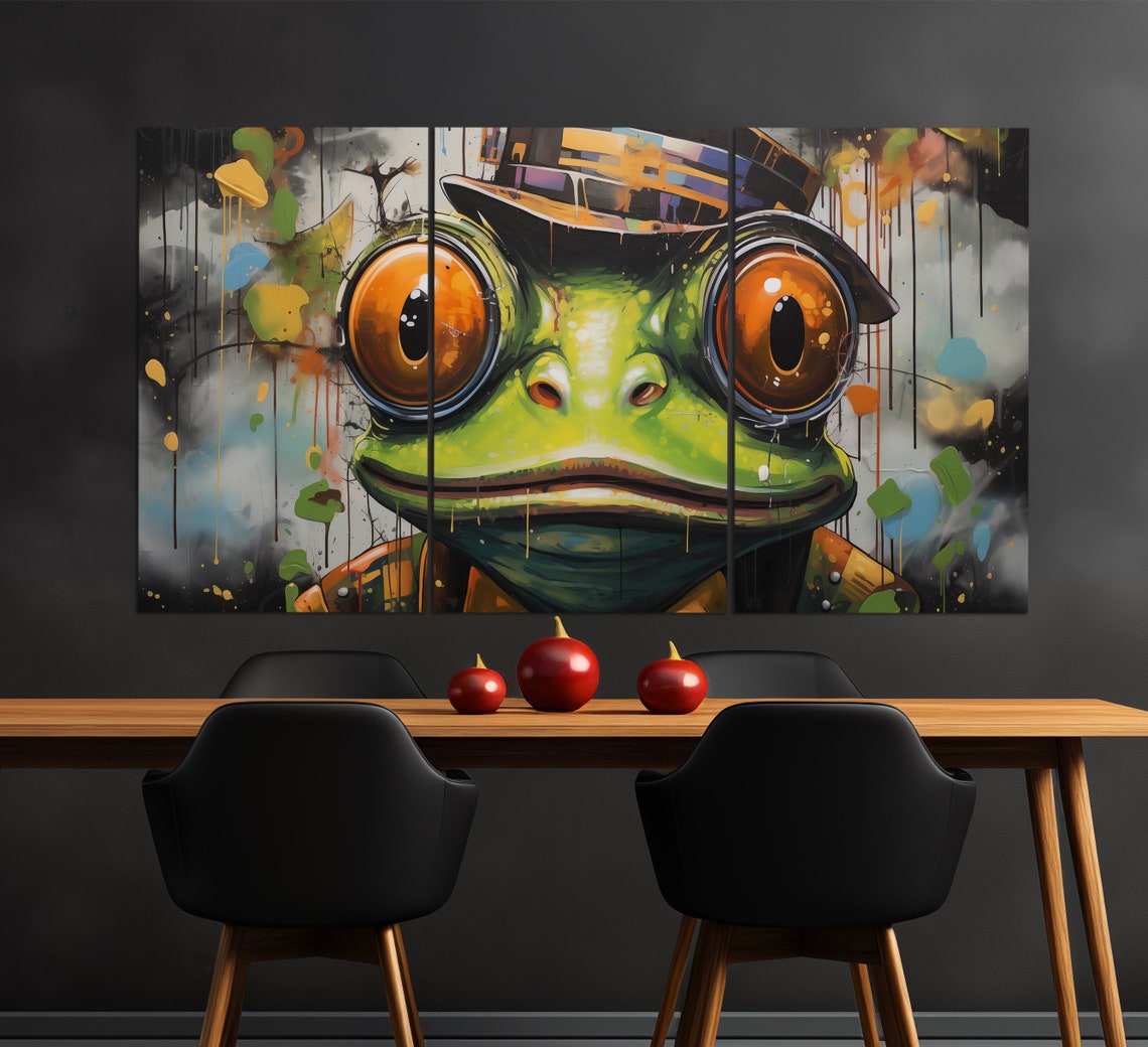 Funny Green Frog Wearing Hat Graffiti Street Art Bold Colorful Poster - Image 5