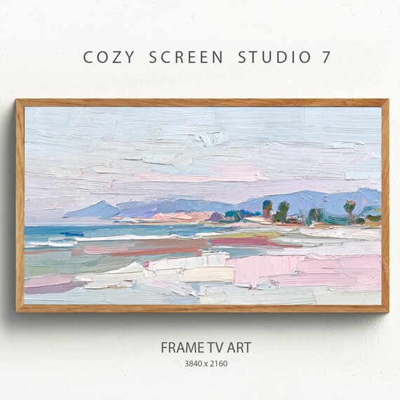 Serene Coastal Landscape Pastel Beach Seascape Impasto Art Poster
