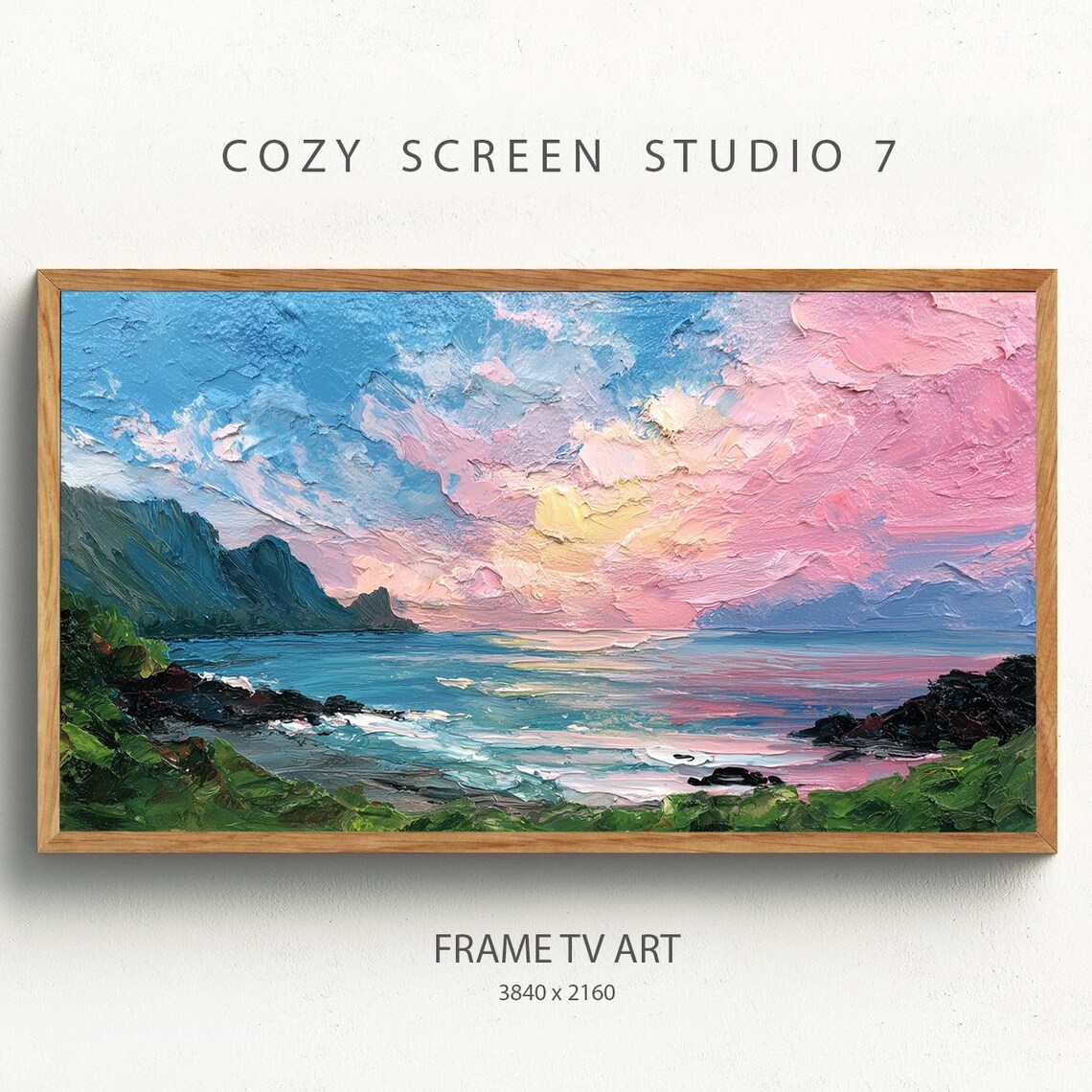 Beach Sunset Art Print, Hawaiian Coast Painting