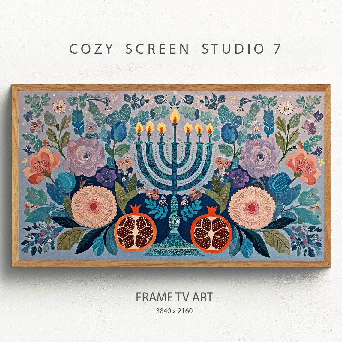 Hanukkah Menorah Scandinavian Jewish Winter Painting