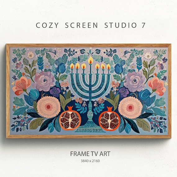 Hanukkah Menorah Scandinavian Jewish Winter Painting